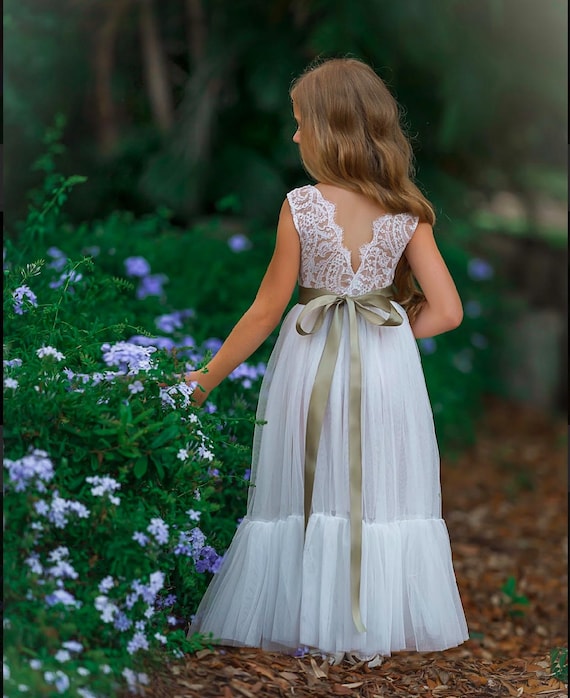 Cottagecore Flower Girl Dress - Toddler Flower Girl Dress - Boho Girls Dresses for Weddings - Junior Bridesmaids Dress - Girls Dresses