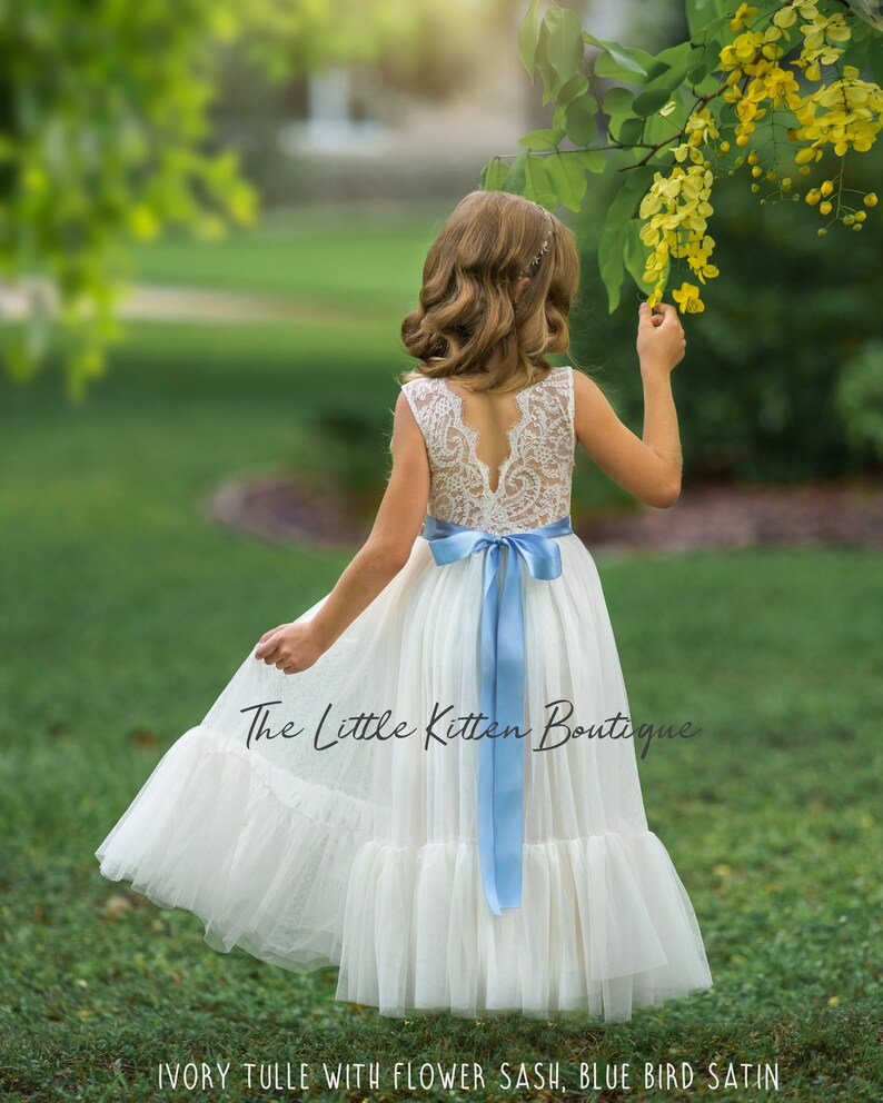 Tulle Flower Girl Dress Rustic Lace Flower Girl Dress - Etsy