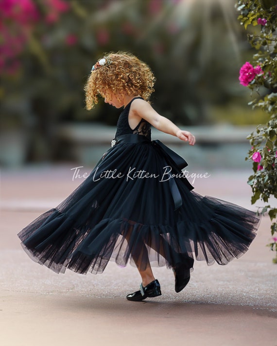 Flower Girl Dress, Black Flower Girl Dress, Black Wedding Dress, Flower Girl, Flower Girl Dresses, Boho Flower Girl Dress, halloween wedding