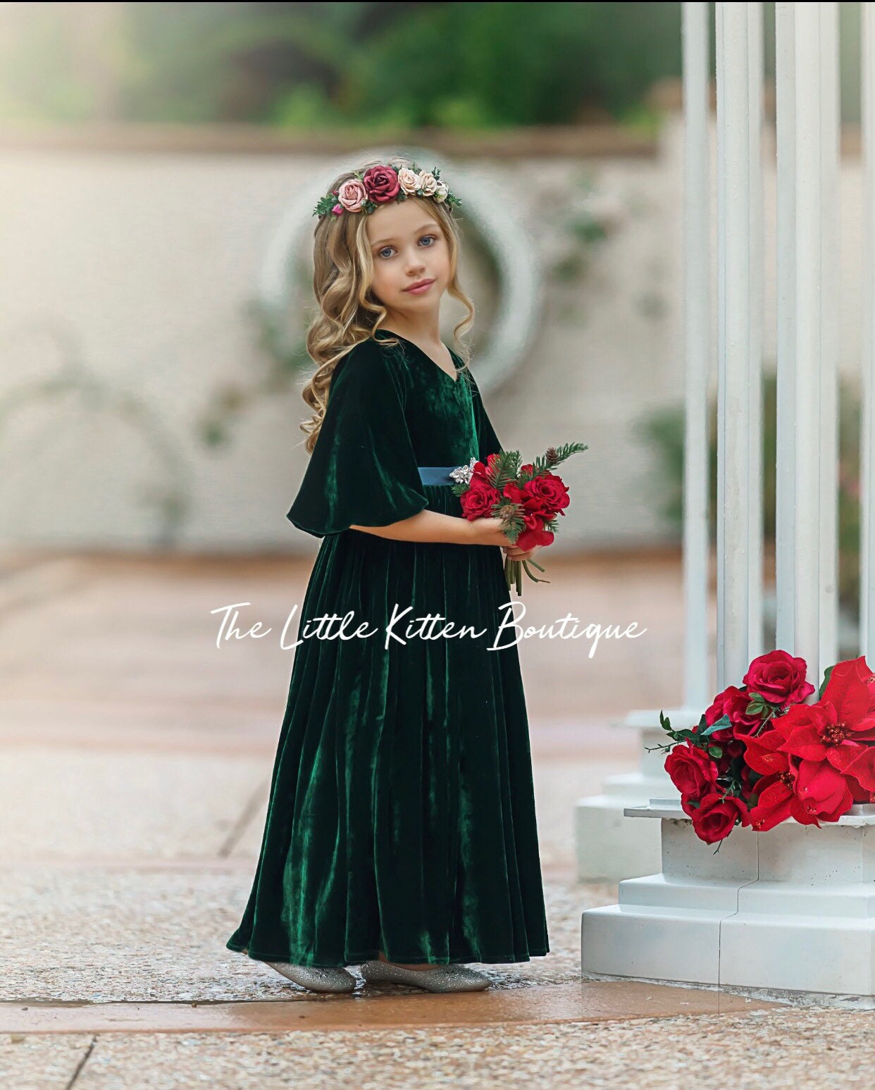velvet flower girl dresses