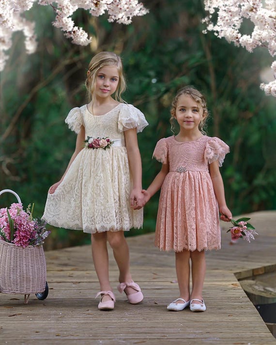 Flower girl dress, Bohemian Flower Girl Dress, rustic flower girl dress, boho flower girl dress, lace flower girl dress, boho wedding dress