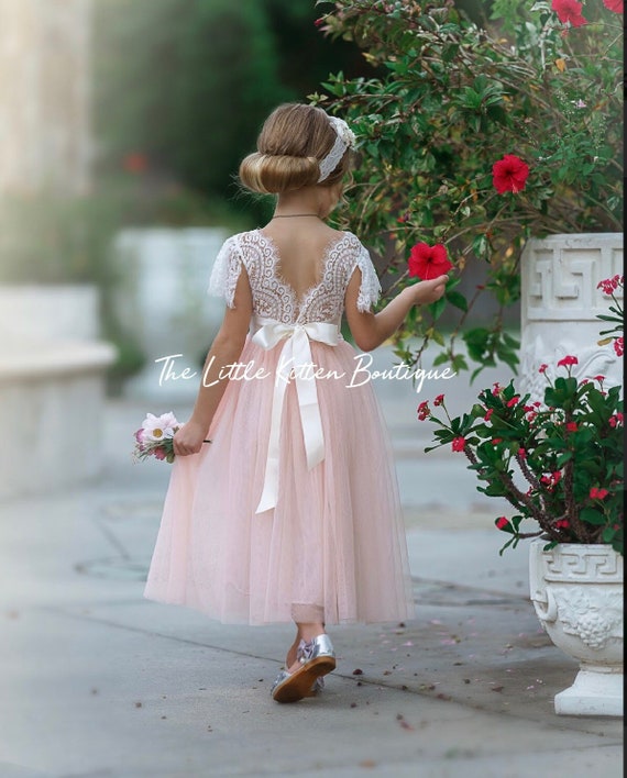 Flower Girl Dress, Blush Flower Girl Dress, Ivory Flower Girl