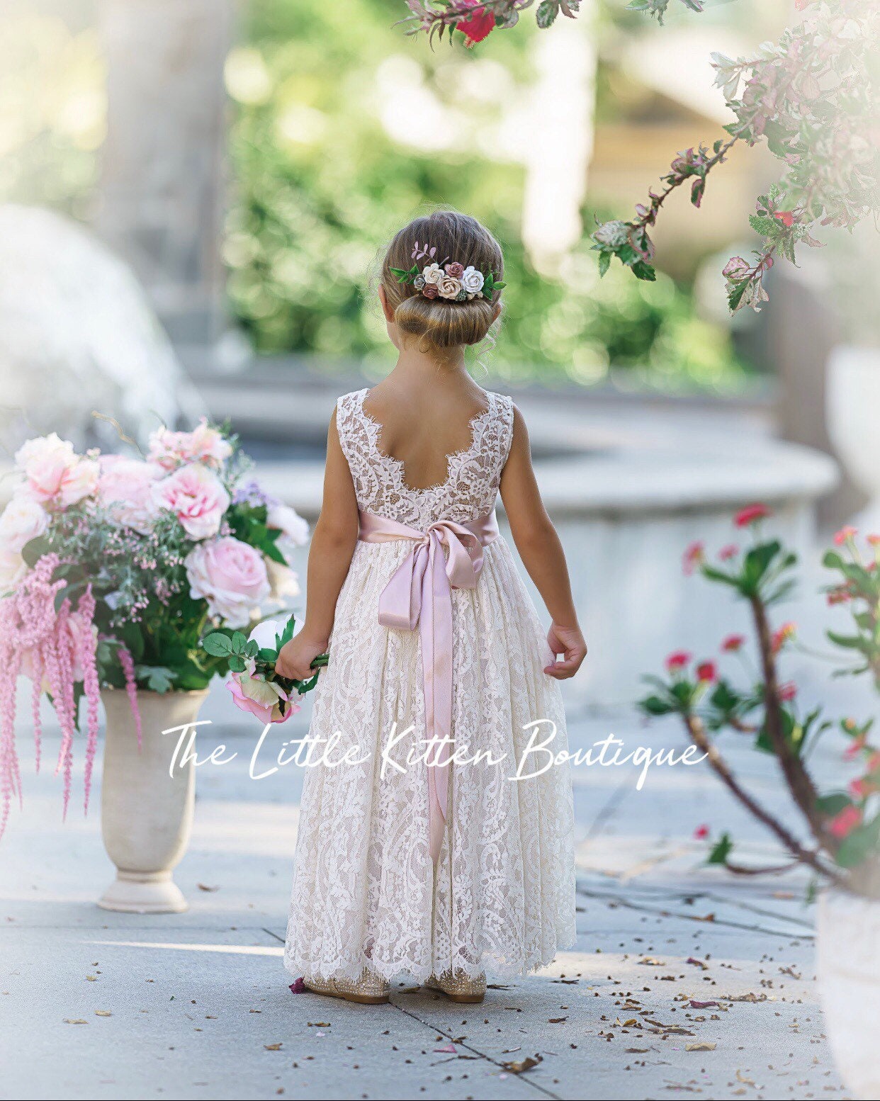 Flower girl dress, Bohemian Flower Girl Dress, rustic flower girl dress ...