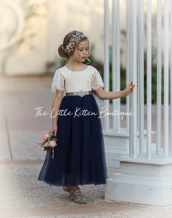 Flower girl dress Blush Flower Girl Dress Ivory Flower Girl Dress tulle flower girl dress lace flower girl dress flower girl dresses