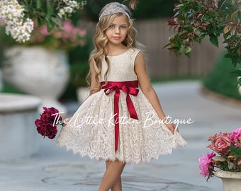 Bohemian White Flower Girl Dress, Flower girl, ivory lace flower girl dress, rustic flower girl dress, boho dress, girl dress, wedding dress