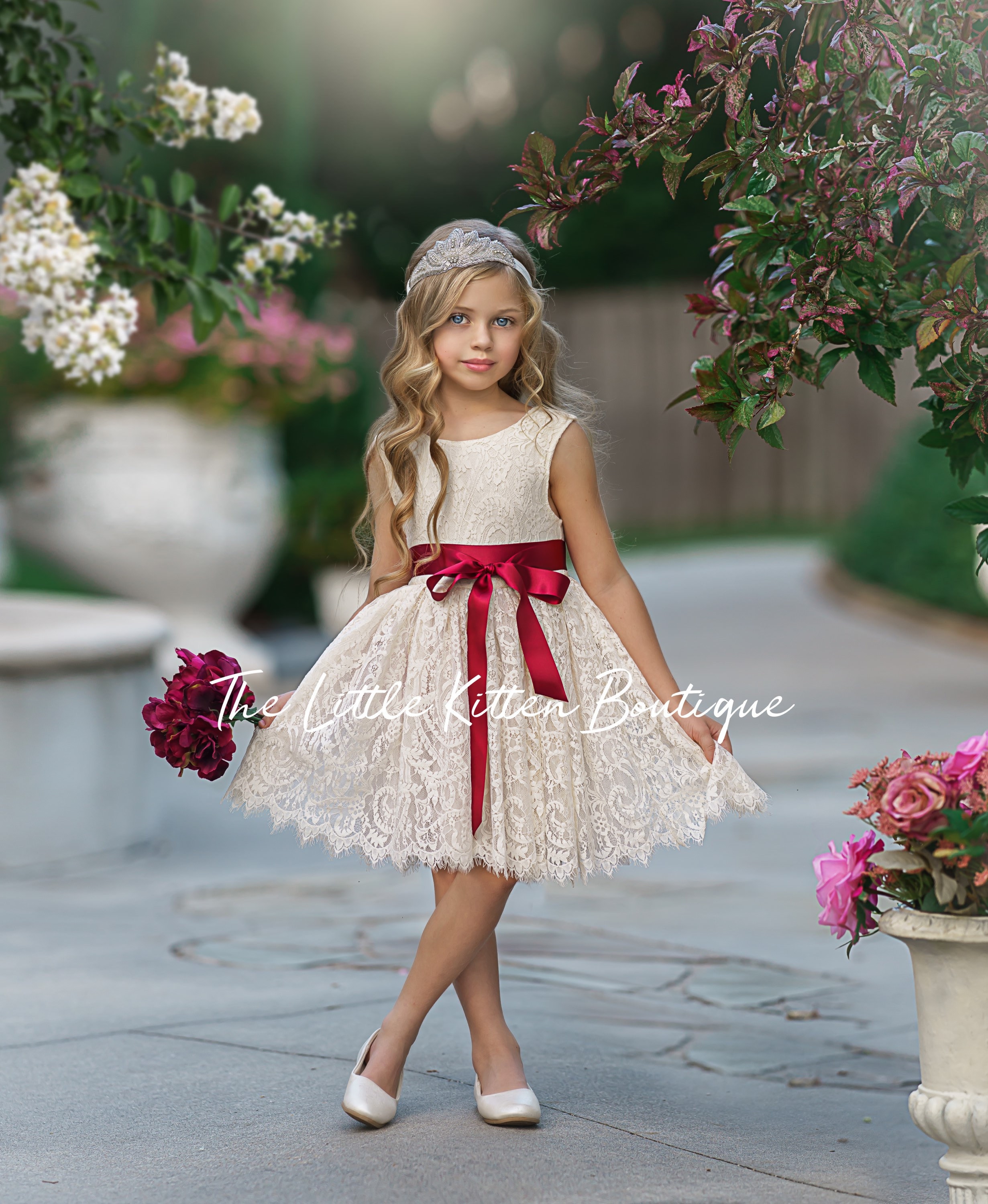 Bohemian White Flower Girl Dress Flower Girl Ivory Lace Flower Girl