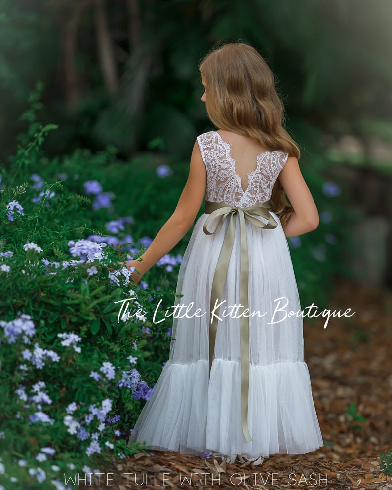 Tulle Flower Girl Dress Rustic Lace Flower Girl Dresses - Etsy