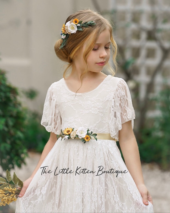 White Flower Girl Dresstulle and Lace Flower Girl Dress -  Israel