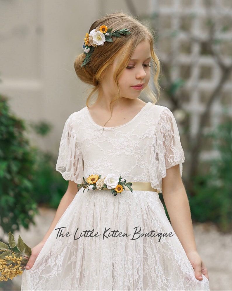 tulle flower girl dress rustic lace flower girl dresses image 0