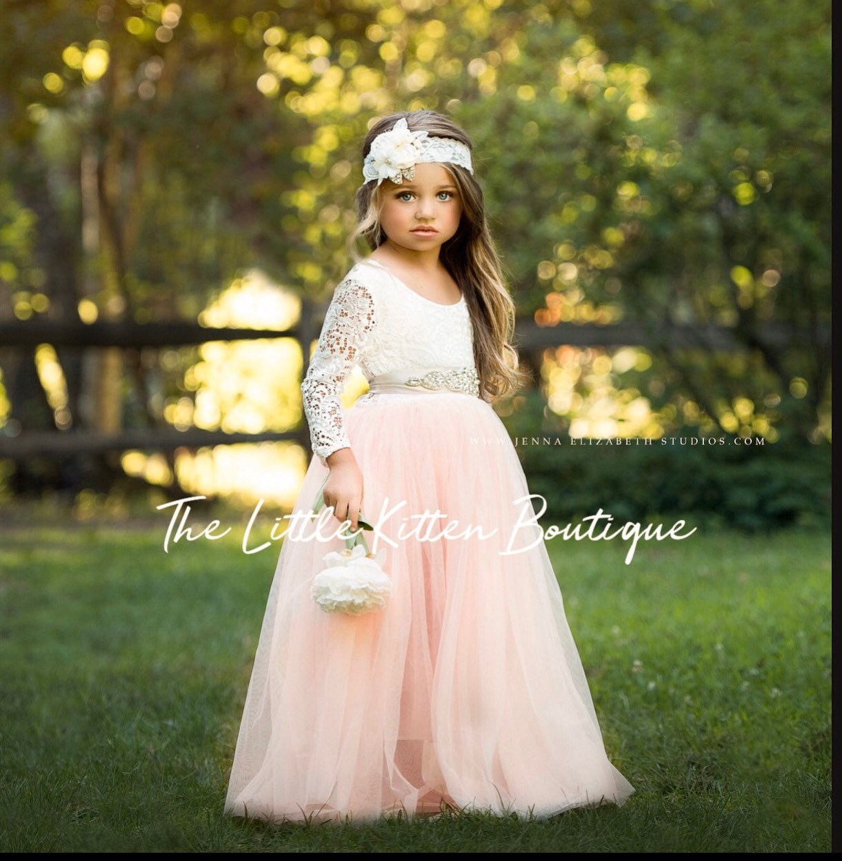 navy and blush flower girl dresses