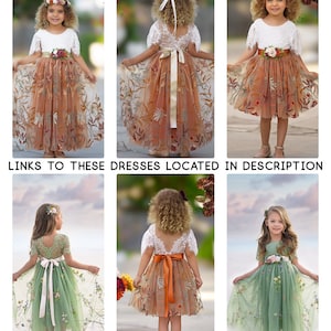 Burnt Orange tulle flower girl dress, Floral Flower Girl Dress, rustic lace flower girl dress, boho wedding dress, girls dress, fall dress image 6