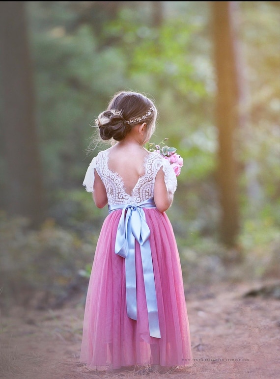 tulle flower girl dress, rustic lace flower girl dresses, bohemian flower girl dresses, boho flower girl dress, ivory flower girl dress