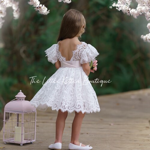 Boho Lace Flower Girl Dress Rustic White Wedding Dress Will | Etsy