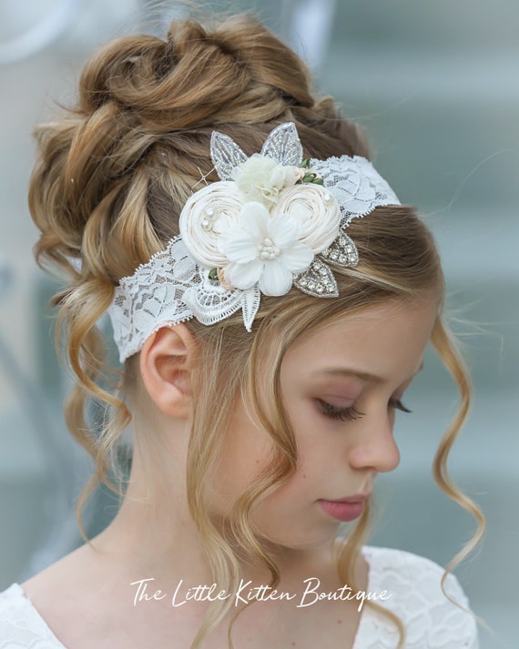 Diadema Para NiñAs Princesa De Flores Cinta Para El Pelo Con Flores Blancas  Tocado Para Fiesta De Boda XBTCLXEBCO Blanco;Talla única