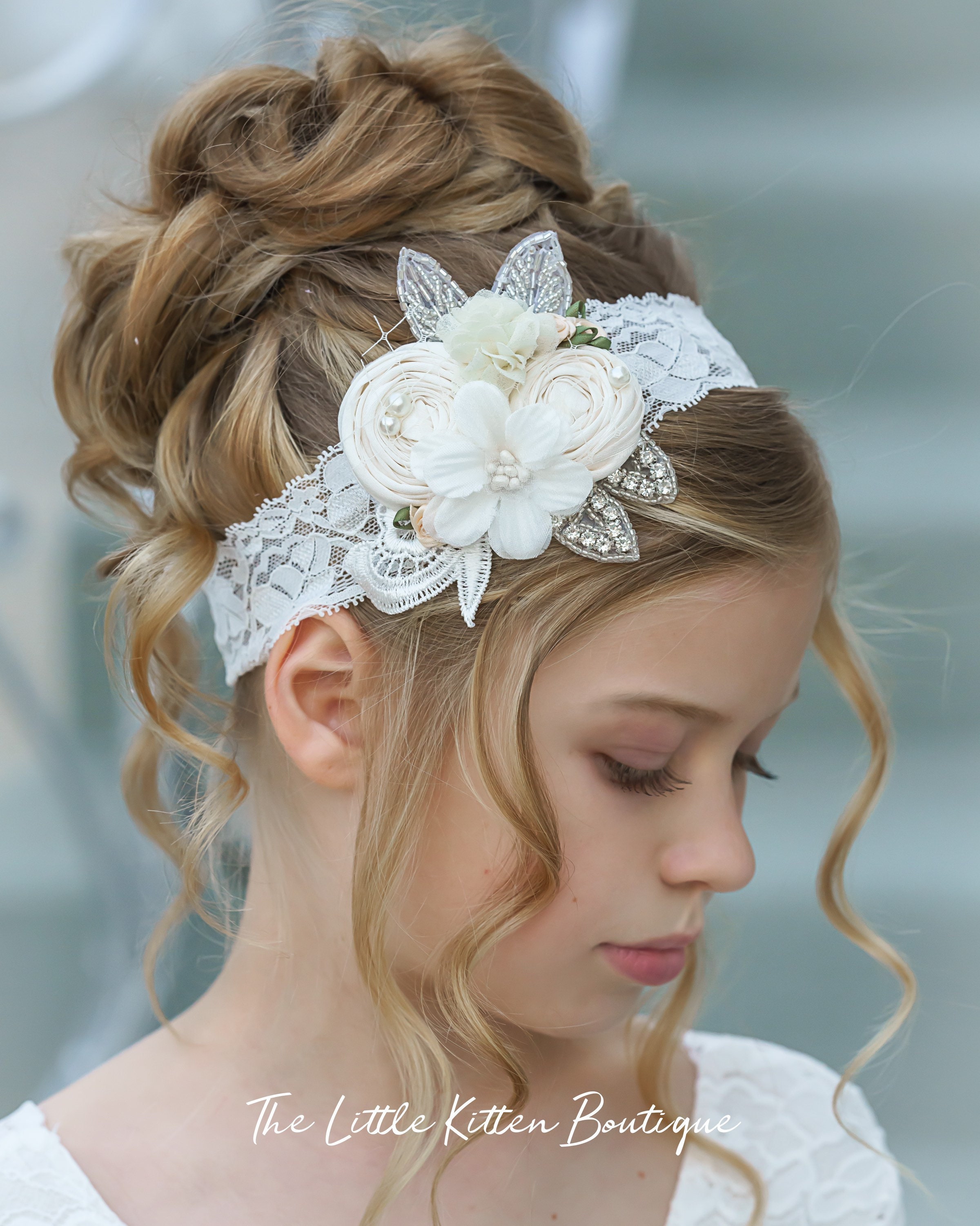 Girls Flower Headband Wedding Hairpiece Flower Girl Flower - Etsy UK Girls Flower Headband Wedding Hairpiece Flower Girl Flower - Etsy UK