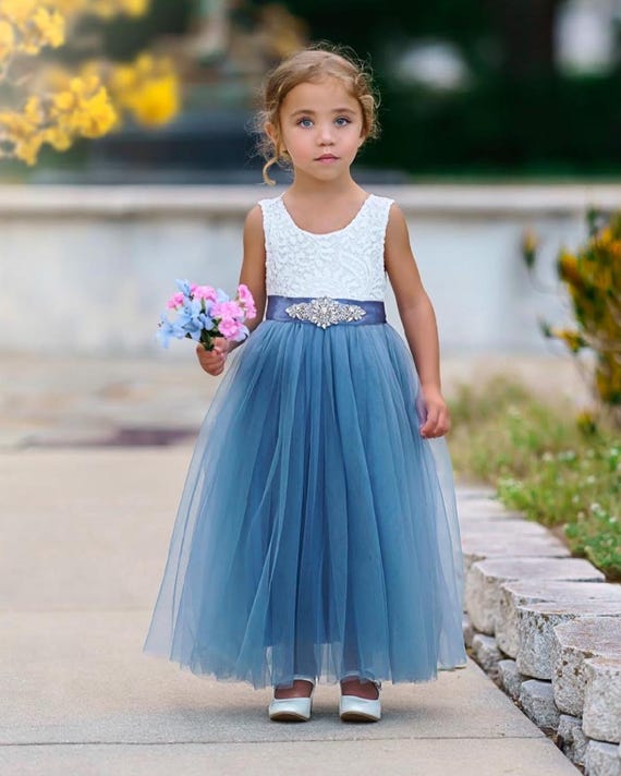 tulle flower girl dress, rustic lace flower girl dresses, bohemian, boho flower girl dress, ivory flower girl dress, blue flower girl dress