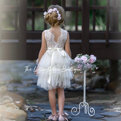 Tulle Flower Girl Dress Ivory Flower Girl Dress White Lace - Etsy
