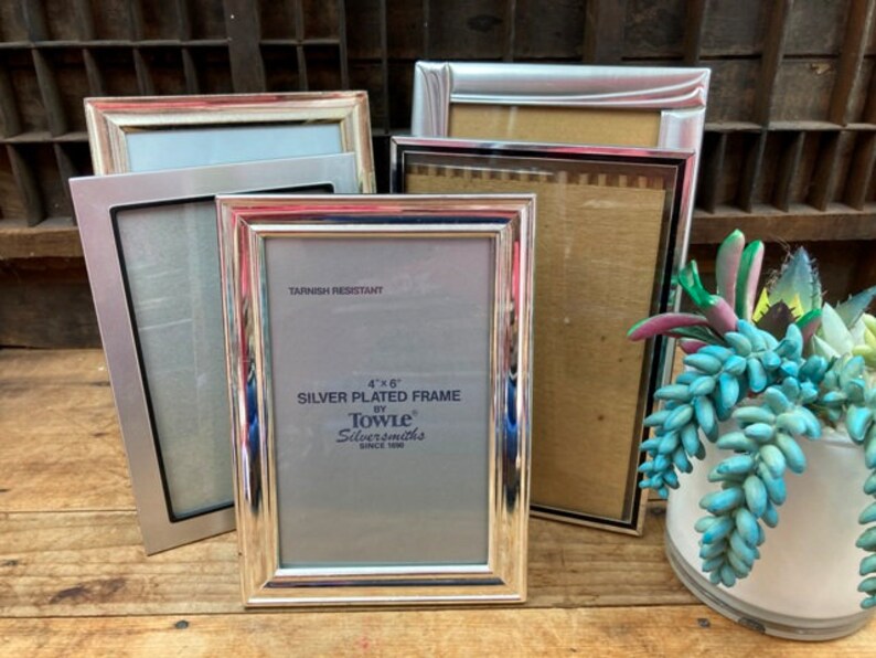Silver Frames Collection of 5 Photo Picture Frames Vintage Mismatched