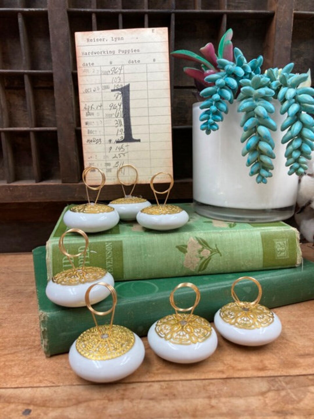 Simple White & Gold Table Number Holders 10 Vintage Wedding White