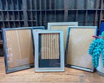 Vintage Frames Collection 5 Photo Picture Silver Metal Frames Mismatched Styles and Sizes Wedding Table Number Holders Photo Or Menu Holders