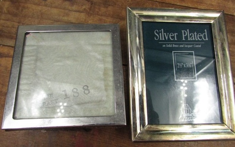 Brass and Silver Frames 6 Mixed Collection Oval and Square Picture Menu Or Table Number Frames Wedding