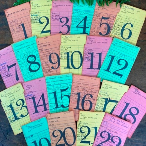 Wedding Table Number(s) Vintage Pastel Library Card(s) Numbers 1 To 22 Available Children's Books Price PER Card NOT A Digital Download