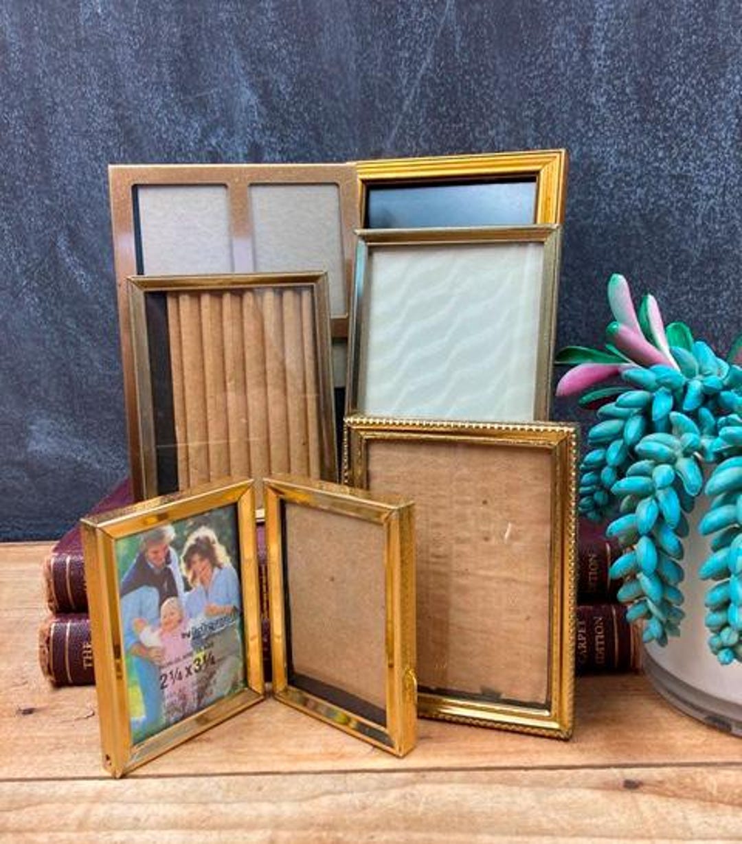 Vintage Gold Picture Frames: Mismatched Tabletop Photo Frames, Set of 6 ...