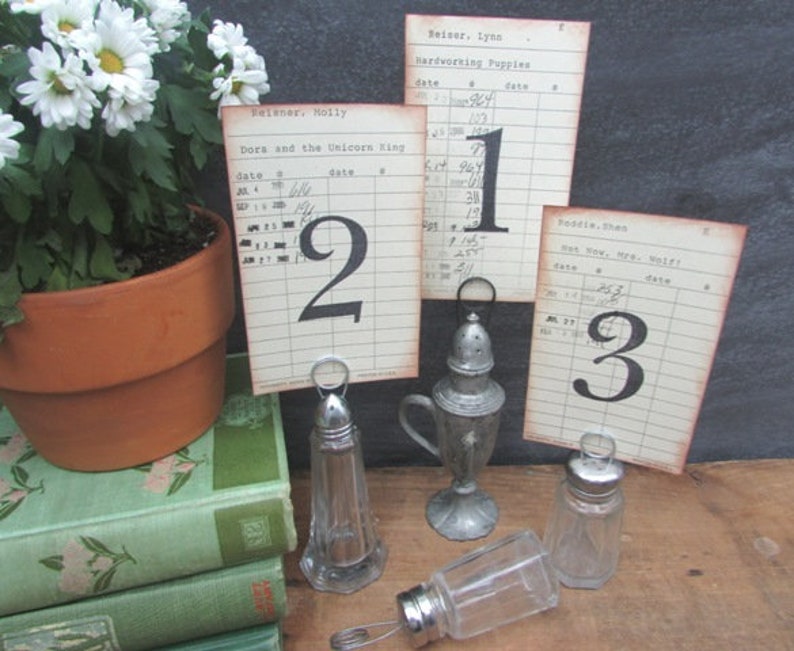 Wedding Table Number Vintage Library Cards Children's Books Price PER Card Literary Themed Wedding 1-35 Available image 2