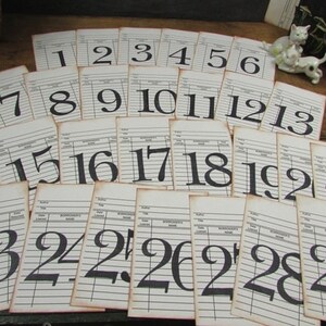 Wedding Table Numbers Priced PER CARD Vintage Library Cards Numbers 1 to 30 Available Literary or Book Themed Wedding image 2