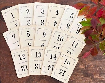 Vintage Playing Card Table Numbers 1-15, Wedding Decor