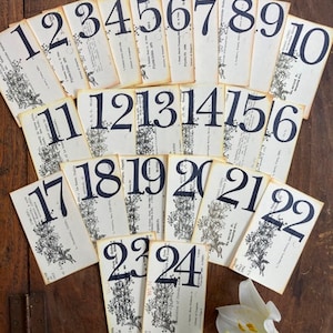 Wedding Table Numbers Vintage Library Cards Numbers 1-24 Available Price PER Card Yellow Floral Spray Outdoor Garden Wedding image 8