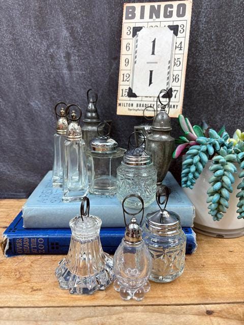 Vintage Mismatched Salt & Pepper Shaker Table Number Holders
