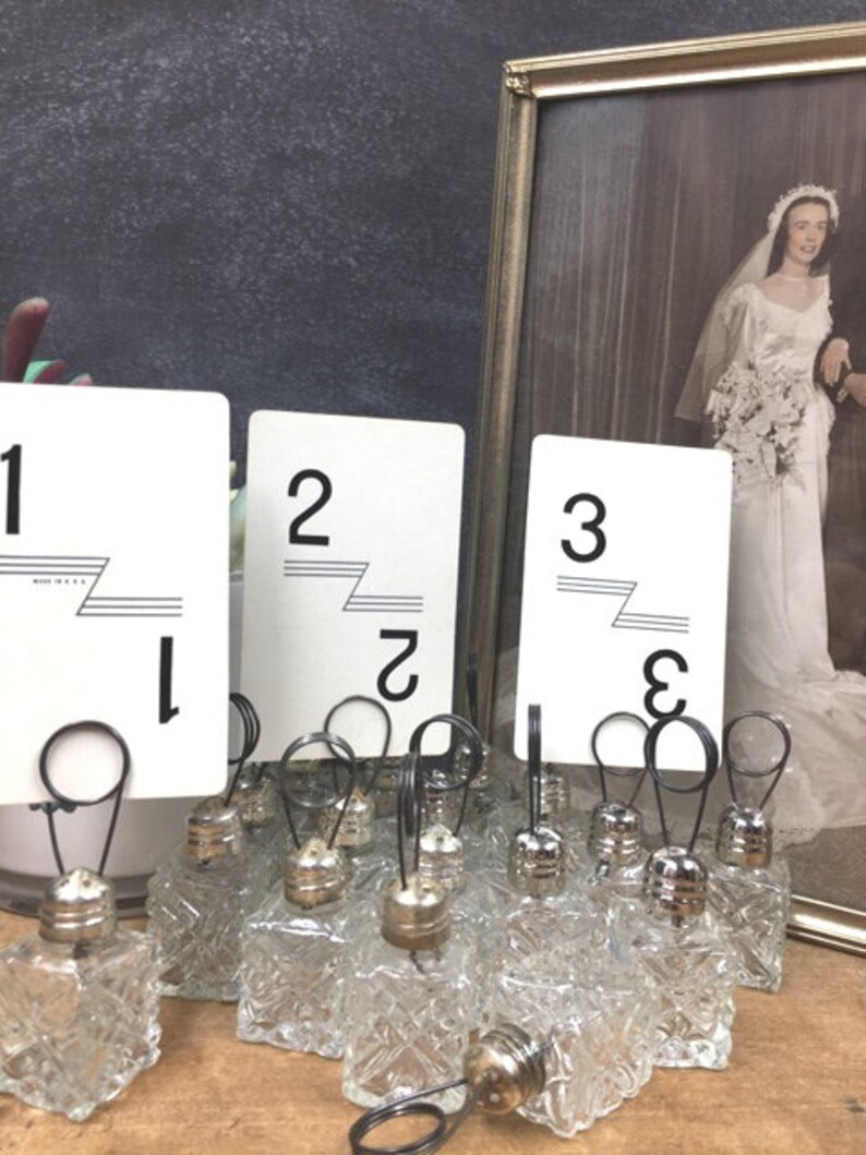 Wedding Table Number Holder Small Silver and Crystal Romantic Etsy