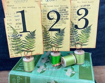 Botanical Wedding Table Number(s) Vintage Pale Gold Library Card(s) With Ferns Numbers 1-20 Available Children's Books Price PER Card