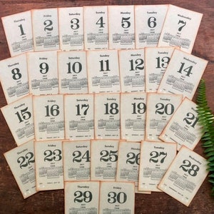 Vintage 1948 Calendar Page Table Numbers: Wedding Decor