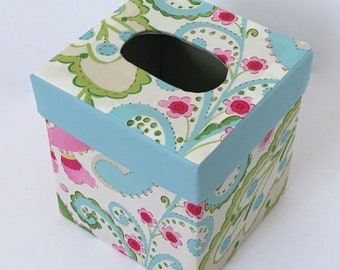 Kumari Garden  TISSUE BOX COVER - Floral Kleenex Box Cover - Made To Order