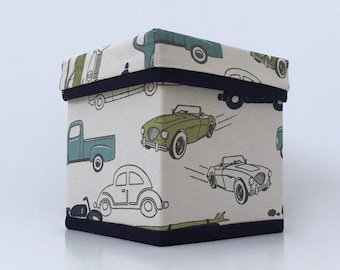Retro Cars Fabric Tissue Box Cover – Vintage Auto Enthusiast Gift