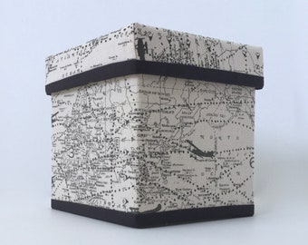 Aviation Map Tissue Box Cover - Handmade Cotton Kleenex Holder