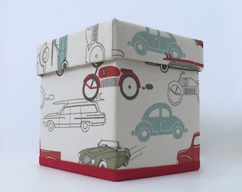 Retro Cars Fabric Tissue Box Cover – Baby Nursery Decor