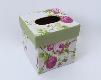 Roses & Vines TISSUE BOX COVER - Roses Kleenex Box Cover - Floral Tissue Box Cover - Shabby Chic Tissue Box - Nursery Decor - Made-to-Order