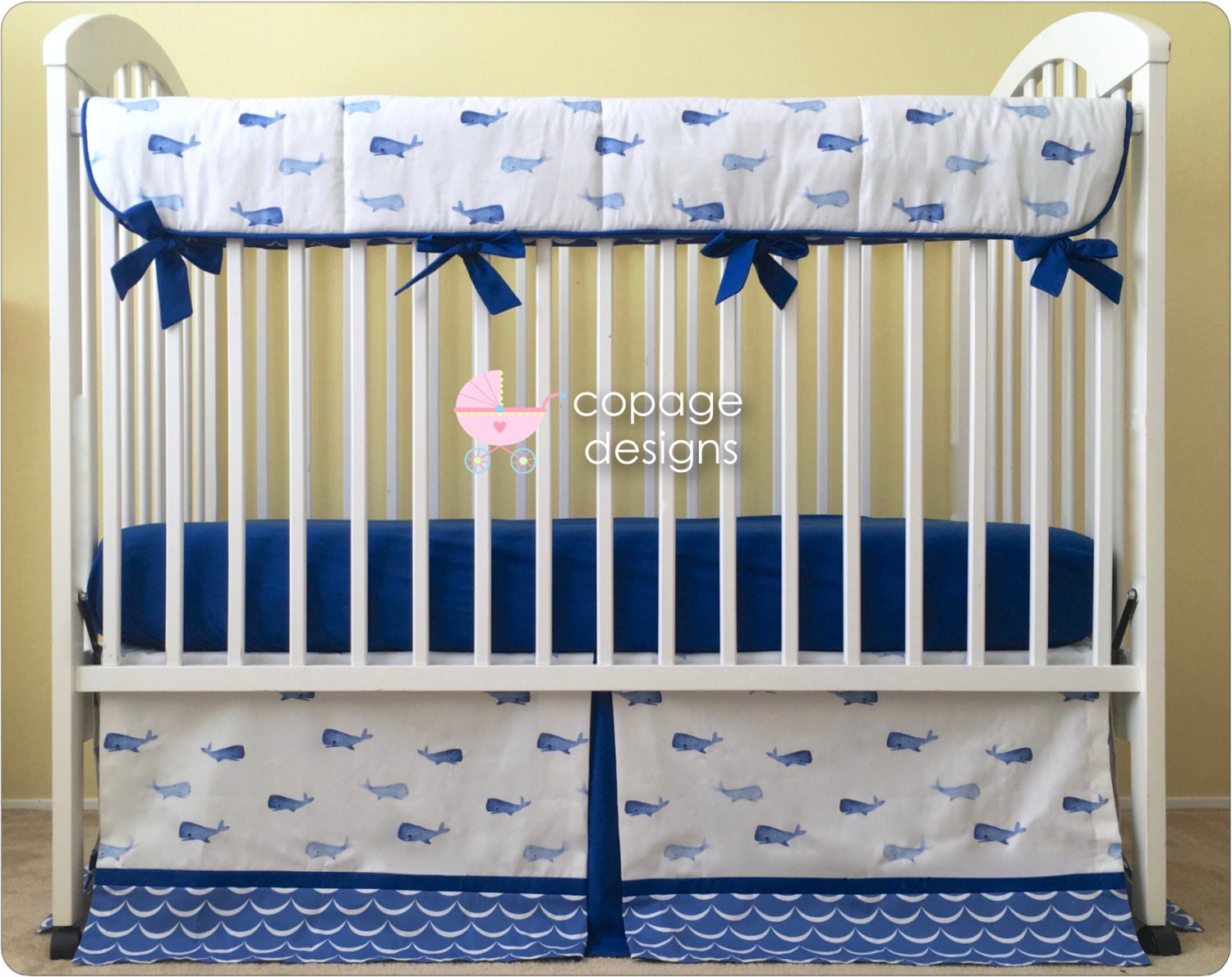 whale crib bumper