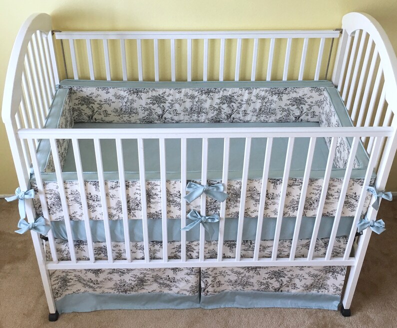 Black Central Park Toile Crib Bedding Set Includes Bumper Etsy