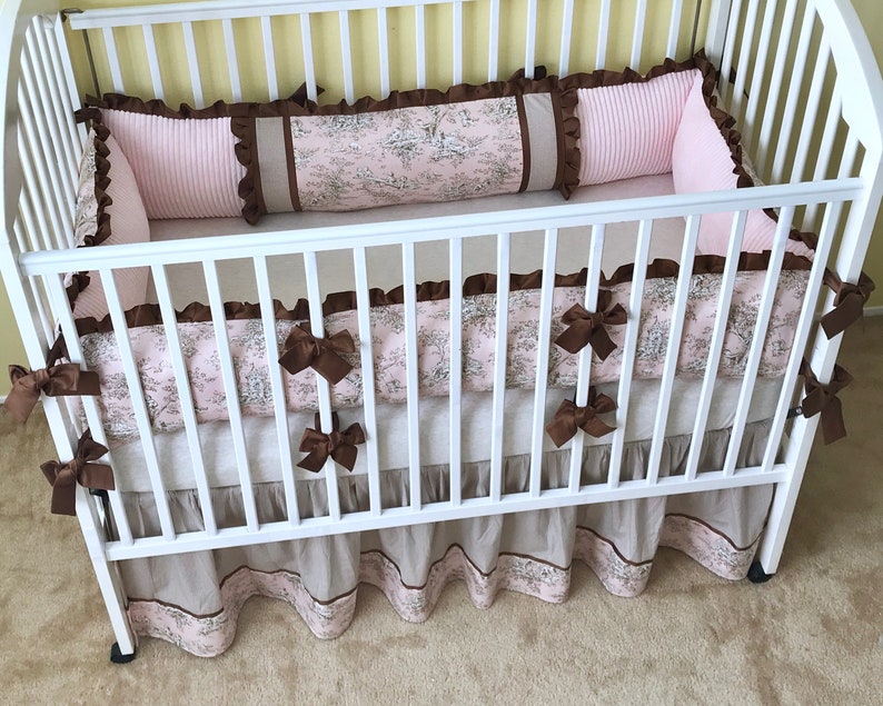 Blush Central Park Toile Crib Bedding Set Includes Bumper Etsy