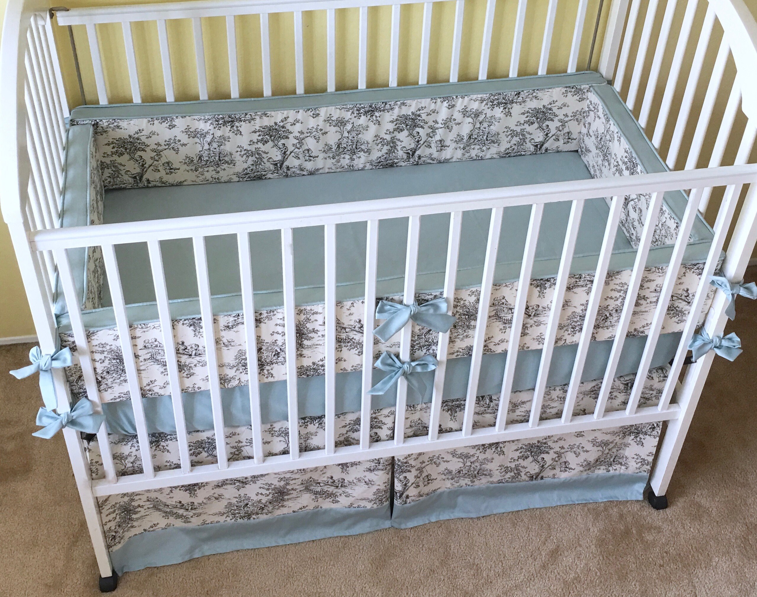 Black Central Park Toile Crib Bedding Set Includes Bumper Etsy