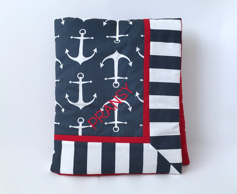 Navy Anchors BABY /& TODDLER BLANKET Nautical Toddler Blanket Nautical Baby Blanket Anchors Baby Quilt Anchors Toddler Quilt