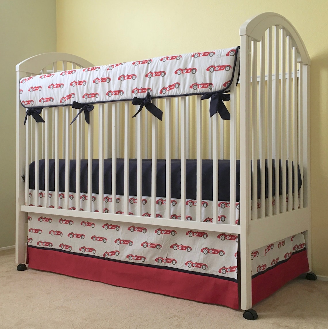 Vintage Race Cars BUMPERLESS CRIB BEDDING Set Baby Boy Crib Etsy