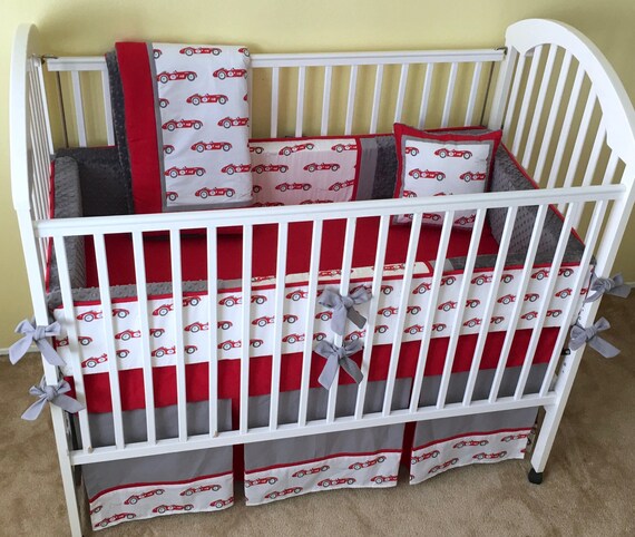 Vintage Race Cars Crib Bedding Set Includes Bumper Pads Etsy