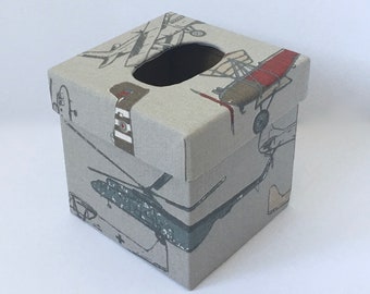 Vintage Airplane Tissue Box Cover – Nursery Decor, Handmade