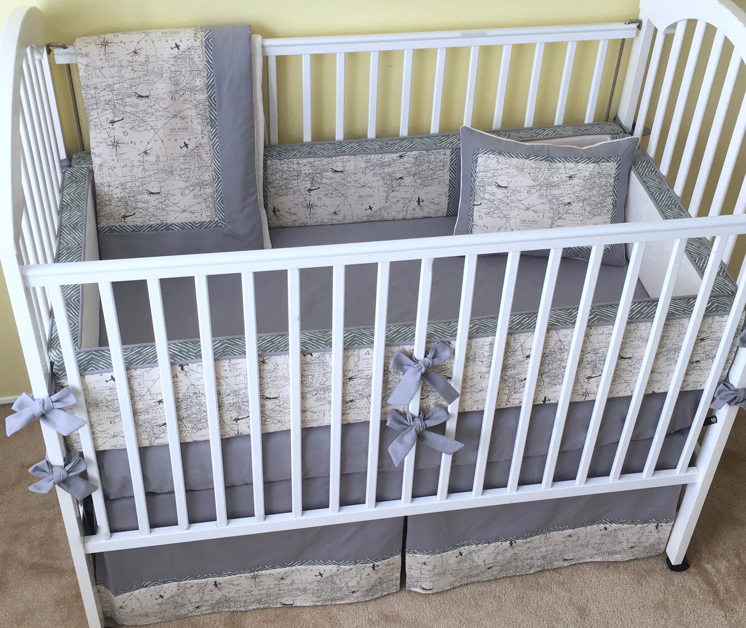 Natural Air Traffic Crib Bedding Includes Bumper Pad Crib Etsy