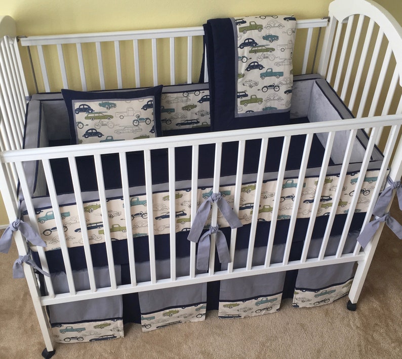 Felix Retro Rides Baby Crib Bedding Set Boy Nursery Includes Bumper Pad Skirt Blanket And Pillow Made To Order